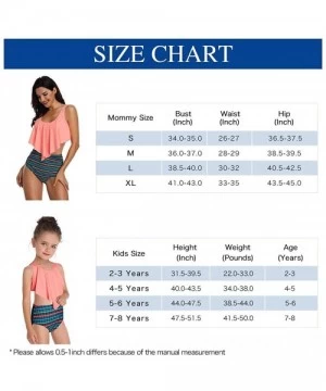 Sets Mommy and Me Swimsuits High Waist Ruffle Print Bikini Set Mom and Daughter Matching Bathing Suit - Orange Kids - CC18RDW...