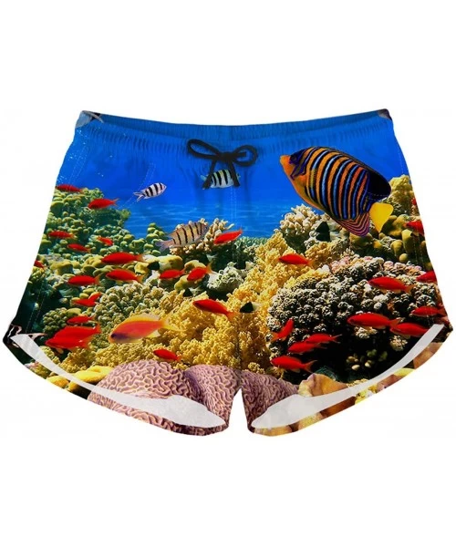 Board Shorts Women's Tie Sea Animals Dolphin Print Summer Beach Elastic Shorts - A6 - C318QQOKQH6