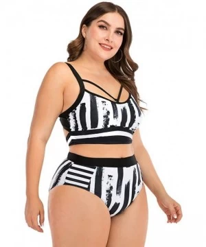 Tankinis Plus Size Womens High-Waisted Bikini Set Two Pieces Beach Swimwear Bathing Suit Swimsuits - 021 White - CQ194DWXUG7