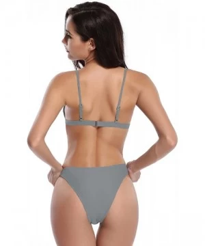 Sets Women's Triangle Bikini Bathing Suits - Grey - CH12O1SX793