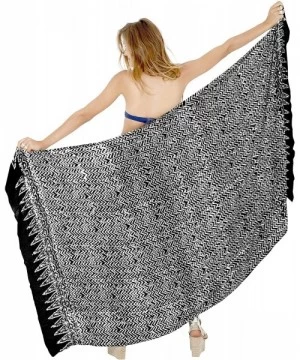 Cover-Ups Women's Boho Sarong Bikini Cover Ups Beach Wrap Towel Skirt Hand Paint - Ghost White_k4 - C1129WXC11X