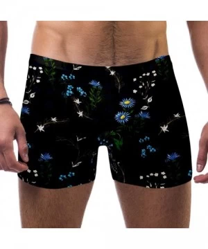 Briefs Mens Delicate Floral Pattern Navy Blue Swimsuits Swim Trunks Shorts Athletic Swimwear Boxer Briefs Boardshorts - CZ19E...