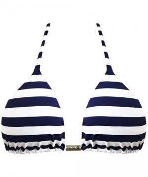 Tops Blue Navy Stripes Brazilian Triangle Bikini Top - CK199IKX4G3