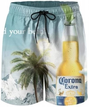 Board Shorts Mens Waterproof Swim Trunks Quick Dry Corona-Extra-Beer-Find-Your-Beach-Snow- Swimwear Beach Wear with Pockets -...