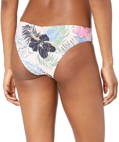 Bottoms Women's Cinched Back Hipster Bikini Swimsuit Bottom - Pink Multi//Hawaiian Tropics - CB18Y8DR9RK