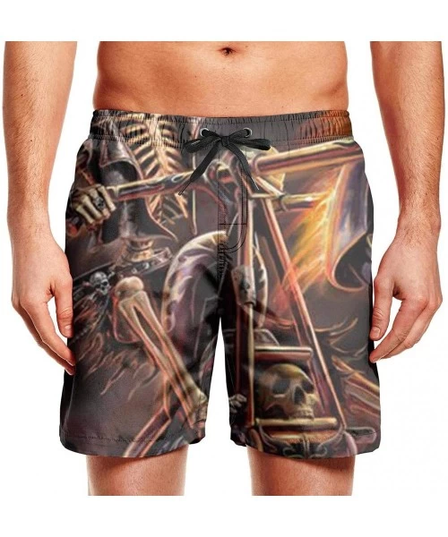 Board Shorts Men's Sportwear Quick Dry Board Shorts Grunge Urban Pattern with Monster Swim Trunks - Hades Skeleton Knight - C...