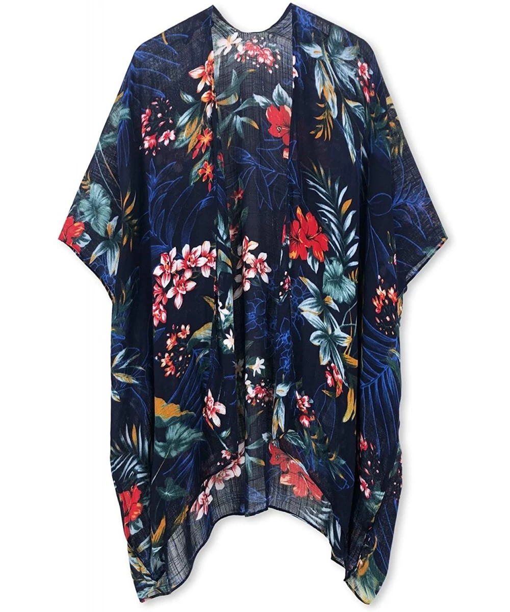 Cover-Ups Women's Beach Cover up Swimsuit Kimono Cardigan with Bohemian Floral Print - Bc Tropical Garden - CR18QQRQZ82