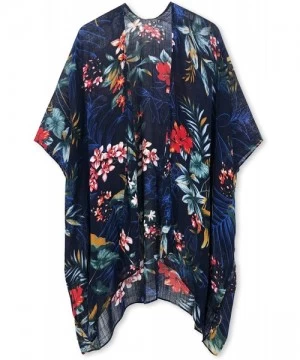 Cover-Ups Women's Beach Cover up Swimsuit Kimono Cardigan with Bohemian Floral Print - Bc Tropical Garden - CR18QQRQZ82