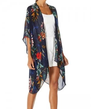 Cover-Ups Women's Beach Cover up Swimsuit Kimono Cardigan with Bohemian Floral Print - Bc Tropical Garden - CR18QQRQZ82