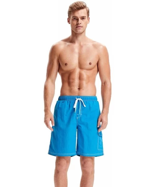 Board Shorts Men's Quick Dry Board Shorts Swim Trunks - Blue - CK18NHU3DYD