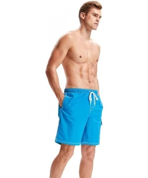 Board Shorts Men's Quick Dry Board Shorts Swim Trunks - Blue - CK18NHU3DYD