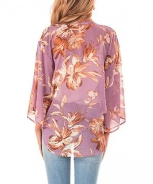 Cover-Ups Womens Kimono Cardigan- Boho Loose Half Sleeve Cover Up Smock Tops Blouses - 03 Purple - CW18TOGQI27