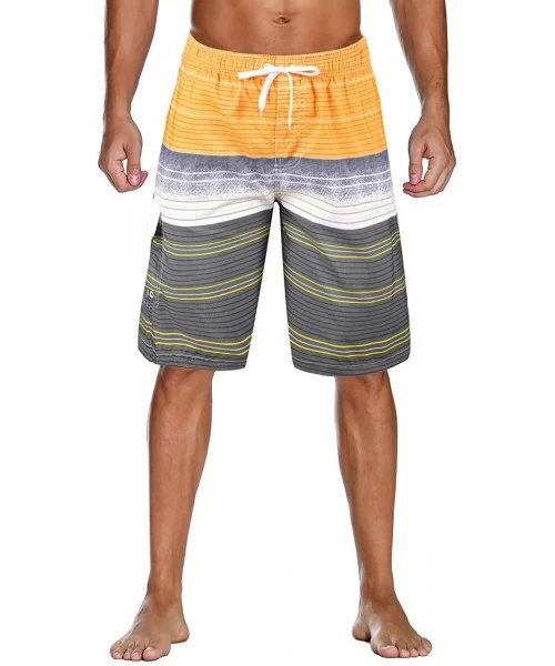 Board Shorts Men's Swim Trunks Classic Lightweight Board Shorts with Lining - Yellow-157 - CZ194HT6Z5G