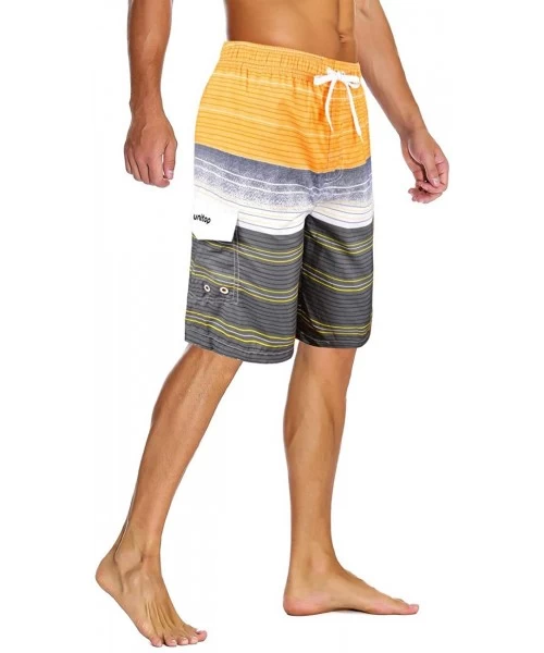 Board Shorts Men's Swim Trunks Classic Lightweight Board Shorts with Lining - Yellow-157 - CZ194HT6Z5G