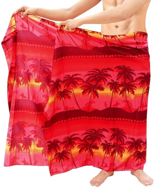 Cover-Ups Women's Pareo Canga Sarong Skirt Swimwear Scarf Cover Up Full Long - Spooky Red_d381 - CU12DMG8GWJ