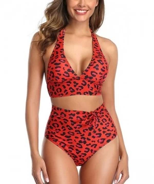 Bottoms Plus Size Swimsuits for Women Womens Leopard Print Two Pieces Bathing Suit Top with High Waisted Bottom Bikini Set Re...