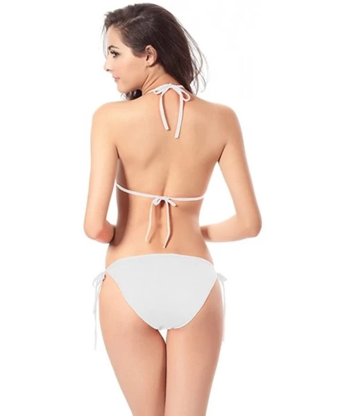 Tankinis Women's Brazilian Bikini Set Cheeky Swimsuit Thong Swimwear - White-d - CN18OXU6ZCG