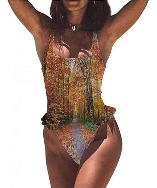 Bottoms Bathing Suits Fall- Roadway Mountains Travel So Comfortable and Flattering - Multi 12-one-piece Swimsuit - C919E72ZUDZ