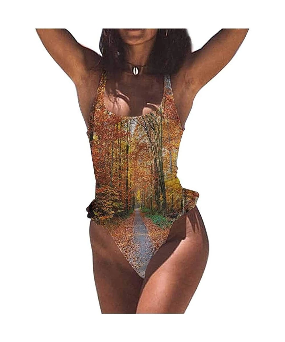 Bottoms Bathing Suits Fall- Roadway Mountains Travel So Comfortable and Flattering - Multi 12-one-piece Swimsuit - C919E72ZUDZ