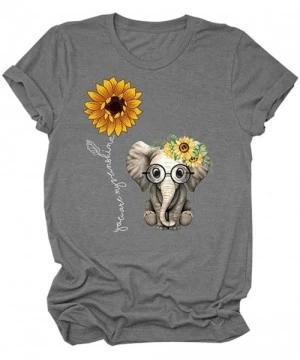 One-Pieces Sunflower Printed T Shirts for Women Plus Size T Shirts Womens Casual Short Sleeve Tees Summer Blouse Tops Dark Gr...