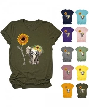 One-Pieces Sunflower Printed T Shirts for Women Plus Size T Shirts Womens Casual Short Sleeve Tees Summer Blouse Tops Dark Gr...