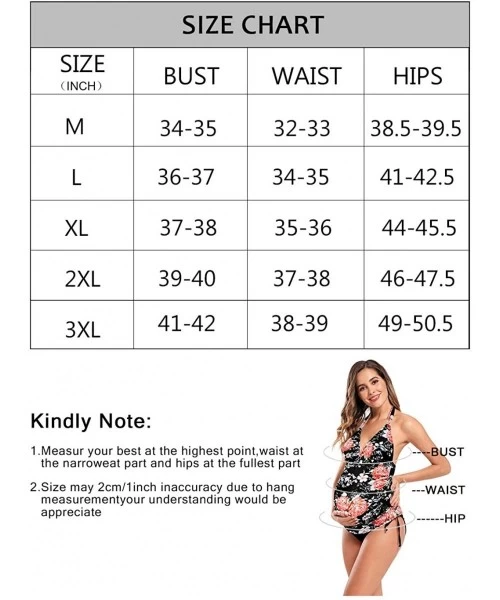 Tankinis Women's Maternity Halter Swimsuits Tummy Control Swimwear Floral Printed Two Piece Bathing Suits - Deep Green - CK19...