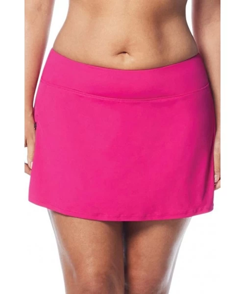 Tankinis Women's Plus-Size Emma Skort Swimsuit Bottom with Short Underneath - Paloma Beach Berry - CH12N7491NR