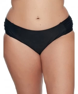 Bottoms Women's Plus-Size Suri Ruched-Side Hipster Bikini Bottom - So Soft Black - CN12O0C6QX1