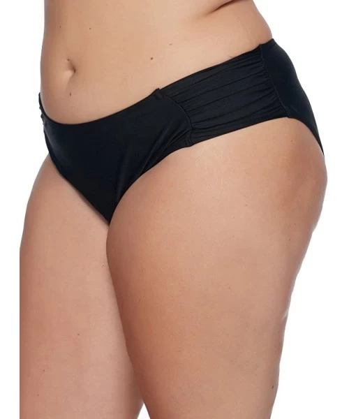 Bottoms Women's Plus-Size Suri Ruched-Side Hipster Bikini Bottom - So Soft Black - CN12O0C6QX1