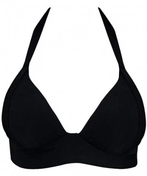 Tops Solid Black Brazilian Halter Bikini Top - CP197I544E2