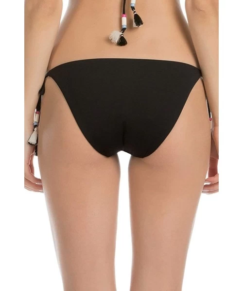 Tankinis Women's Crystal Cove Tie Side Hipster Bikini Bottom - Black - C91880Q3RNO