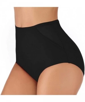 Bottoms Women's Swim Briefs High Waisted Side Mesh Bikini Bottoms Swimwear - Black - CC18W6HMS8A