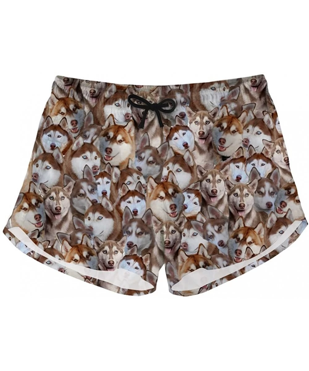 Board Shorts Women Workout Yoga Shorts Animal Dog Summer Beach Pants - Dog Puzzle 4 - C118GUU0XL9