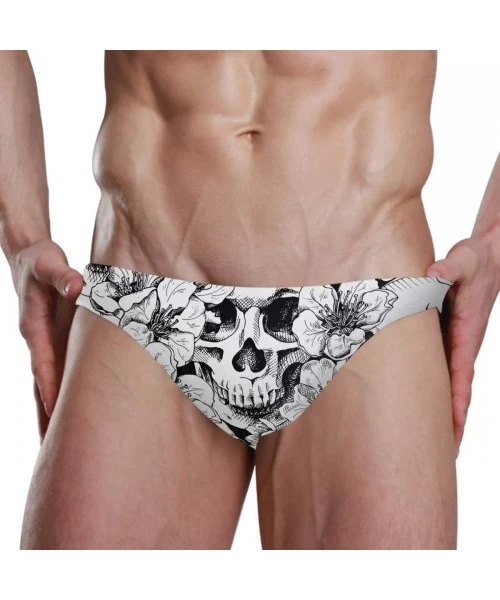 Briefs Men Swimsuit Skull Flowers Bikini Briefs Male Sexy Swimwear 2031019 - CG18YTK92XG