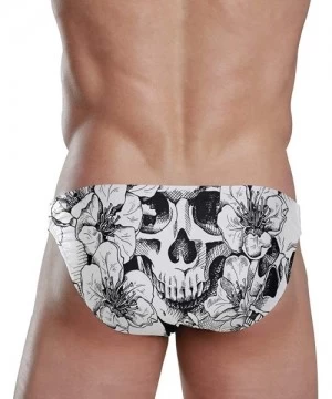 Briefs Men Swimsuit Skull Flowers Bikini Briefs Male Sexy Swimwear 2031019 - CG18YTK92XG