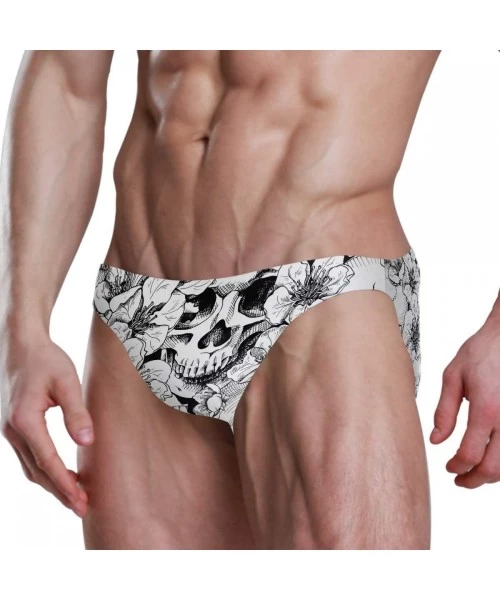 Briefs Men Swimsuit Skull Flowers Bikini Briefs Male Sexy Swimwear 2031019 - CG18YTK92XG