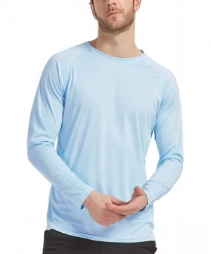 Rash Guards Mens's UPF 50+ Outdoor Long Sleeve T-Shirt Quick Dry Athletic Running Workout Shirts Sun Protection - Light Blue ...