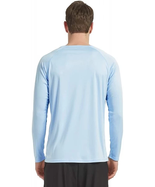 Rash Guards Mens's UPF 50+ Outdoor Long Sleeve T-Shirt Quick Dry Athletic Running Workout Shirts Sun Protection - Light Blue ...