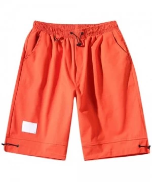 Trunks Mens Casual Big and Tall Cargo Shorts Outdoor Drawstring Beach Trunks Fashion Solid Relaxed Fit Walk Pants - Orange - ...