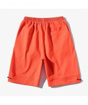 Trunks Mens Casual Big and Tall Cargo Shorts Outdoor Drawstring Beach Trunks Fashion Solid Relaxed Fit Walk Pants - Orange - ...