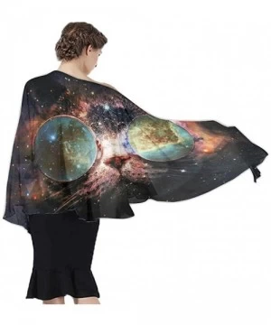 Cover-Ups Women Chiffon Scarf Sunscreen Shawl Wrap Swimsuit Cover Up Beach Sarongs - Cat Face in the Galaxy - CE19C6NIRXC