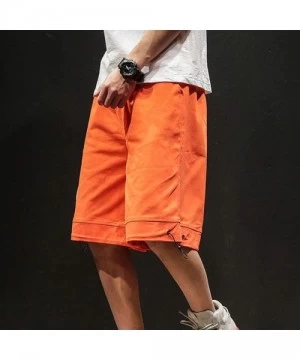 Trunks Mens Casual Big and Tall Cargo Shorts Outdoor Drawstring Beach Trunks Fashion Solid Relaxed Fit Walk Pants - Orange - ...