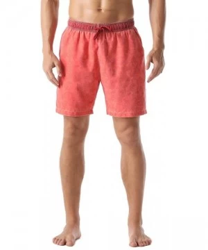 Board Shorts Men's Swim Trunks Retro Quick Dry Soft Washed Full Liner Casual Shorts - Red-309 - C618ZH50ALQ