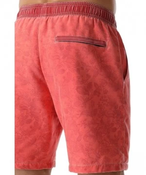 Board Shorts Men's Swim Trunks Retro Quick Dry Soft Washed Full Liner Casual Shorts - Red-309 - C618ZH50ALQ