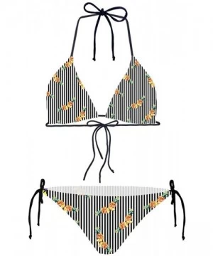 Sets Women's Tie Side Bottom Triangle Bikini Swimsuit Summer Beach Bathing Suits - Pineapple-5 - CY18NAWZT7Z