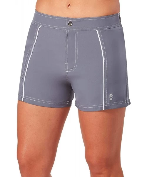 Board Shorts Women's Woven Stretch Board Short - Cloud Grey/White - CU198SWUOTT