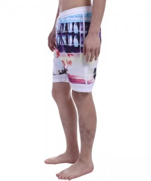 Board Shorts Men's Quick Dry Mid-Waisted Coconut Print Hawaiian Style Beach Shorts Swim Trunks - Type1-white2 - CY18R47E4Q9