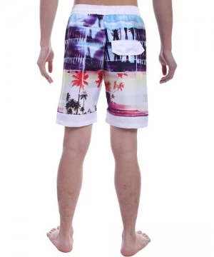 Board Shorts Men's Quick Dry Mid-Waisted Coconut Print Hawaiian Style Beach Shorts Swim Trunks - Type1-white2 - CY18R47E4Q9