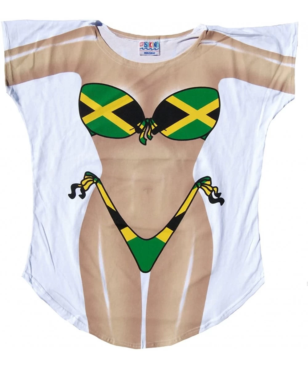 Cover-Ups Jamaican Bikini Body Cover-Up T-Shirt - C11888TTNGA