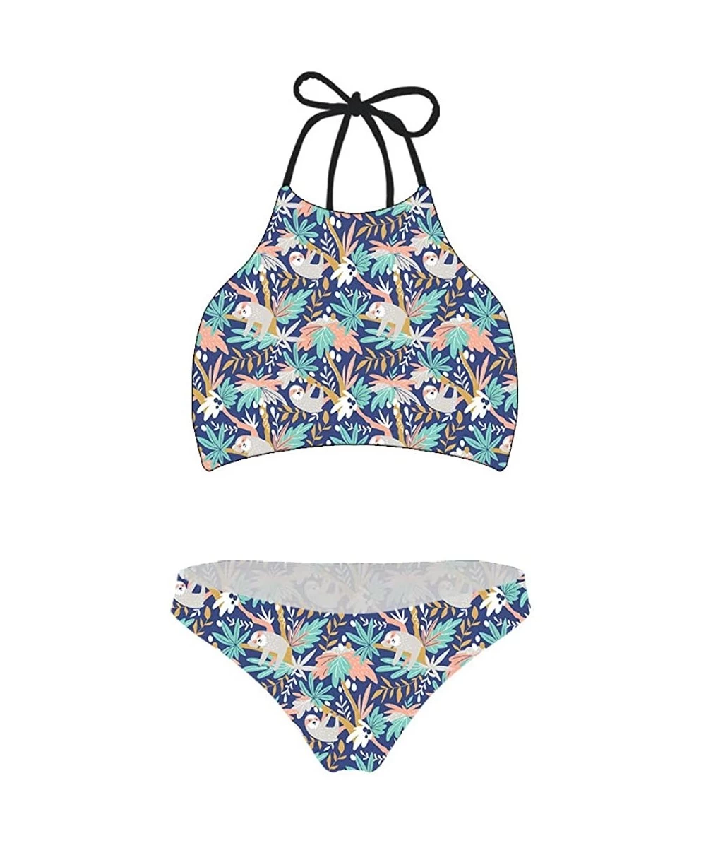 Sets Sexy Women Swimsuit Space Galaxy Print Two-Piece Bikini Plus Size - Hawaiian Sloth - C5195ACMGAW